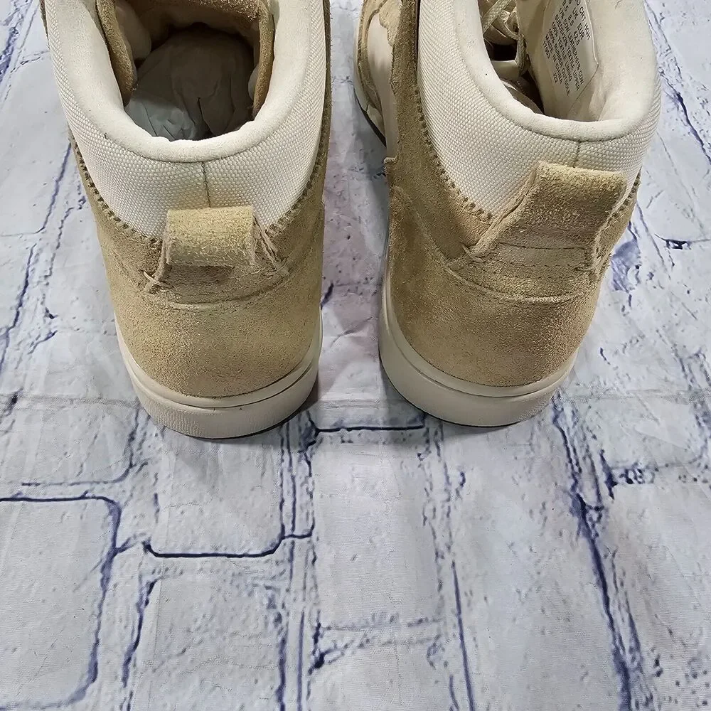 Polo Ralph Lauren MENS SZ 10.5 Court High Top Beige Suede Cow Leather Sneakers